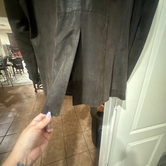 Men’s Wearhouse Genuine Leather Blazer Jacket Brown Size 46 – Classic 3-Button S - Picture 3 of 10